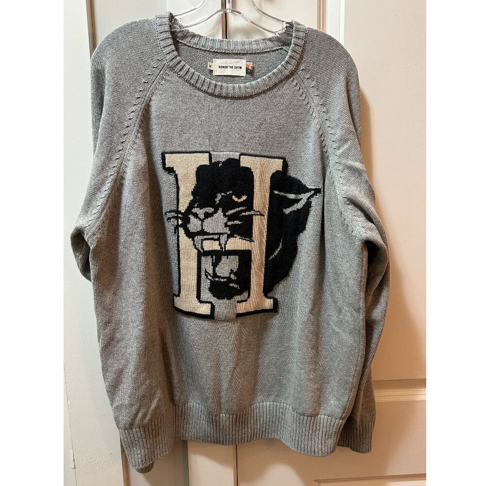 Honor The Gift Panther Knit Crewneck Sweater - Grey / Medium
